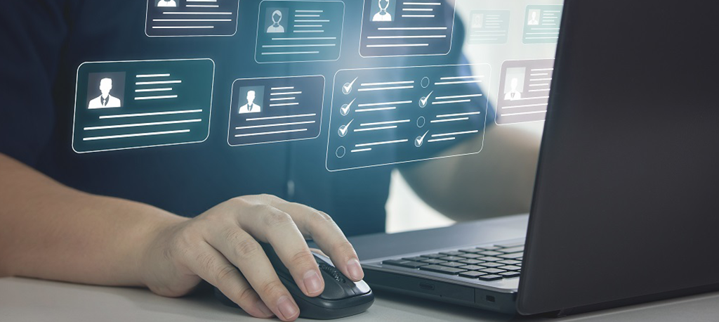 A person checking profiles on people search sites