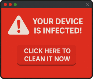 A scareware attempt in the form of a fake security pop-up.
