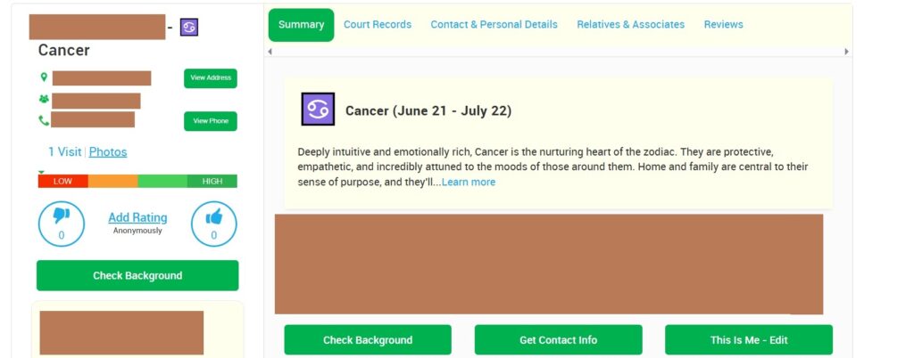 MyLife profile example