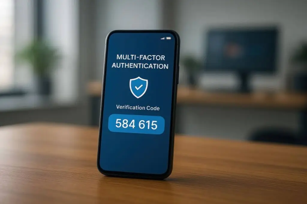 A smartphone showing a multi-factor authentication verification code