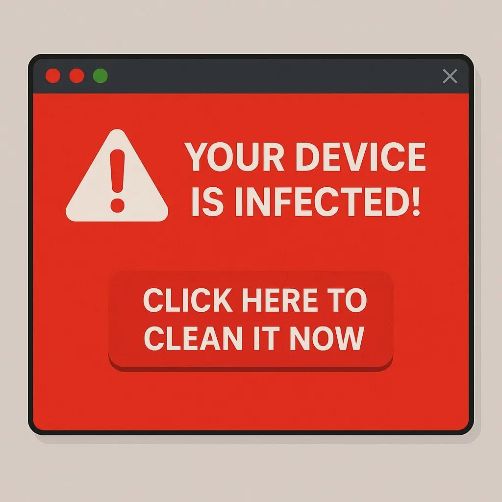 A scareware attempt in the form of a fake security pop-up