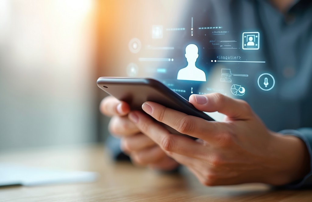 A person using a smartphone accessing sensitive data