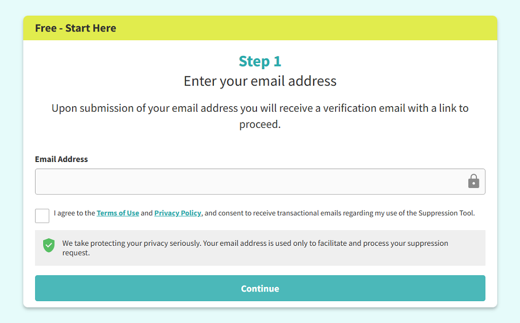 A screenshot of the email submission panel