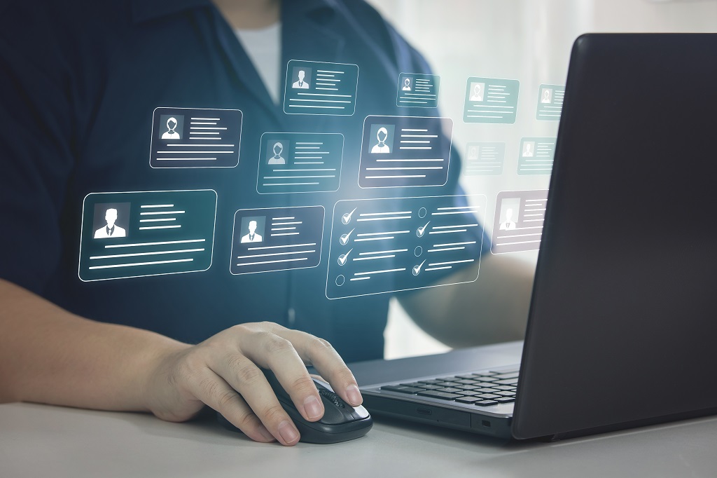 A person checking profiles on people search sites