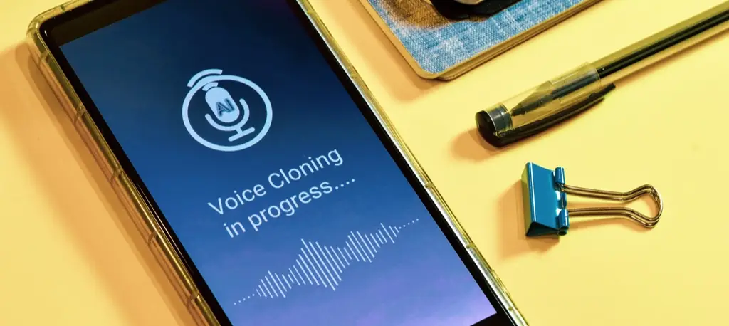 A smartphone screen displaying AI voice cloning software