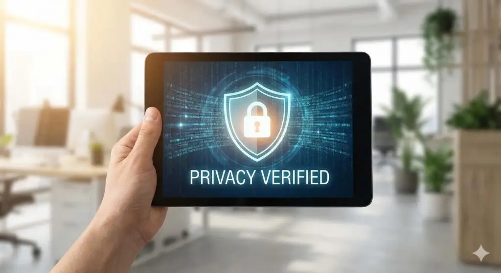 Transparent glass blocks forming a rising growth chart with glowing data connections.