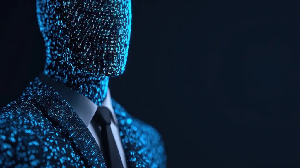 A futuristic digital human figure symbolizing the executives’ digital footprint