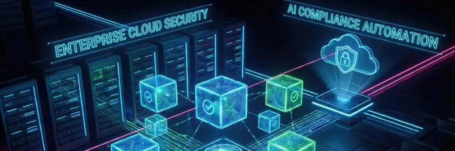 An abstract illustration of enterprise cloud security architecture.